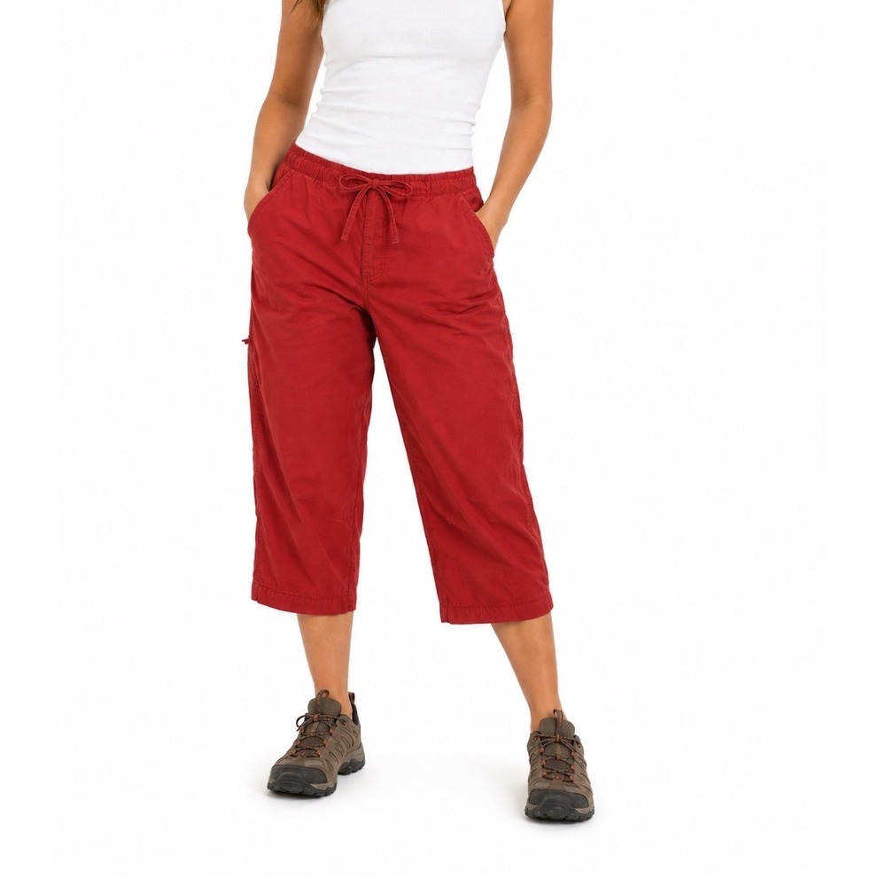 Columbia Sportswear Hiking Capri Pants Women L Red Drawstring Hiking Gorpcore